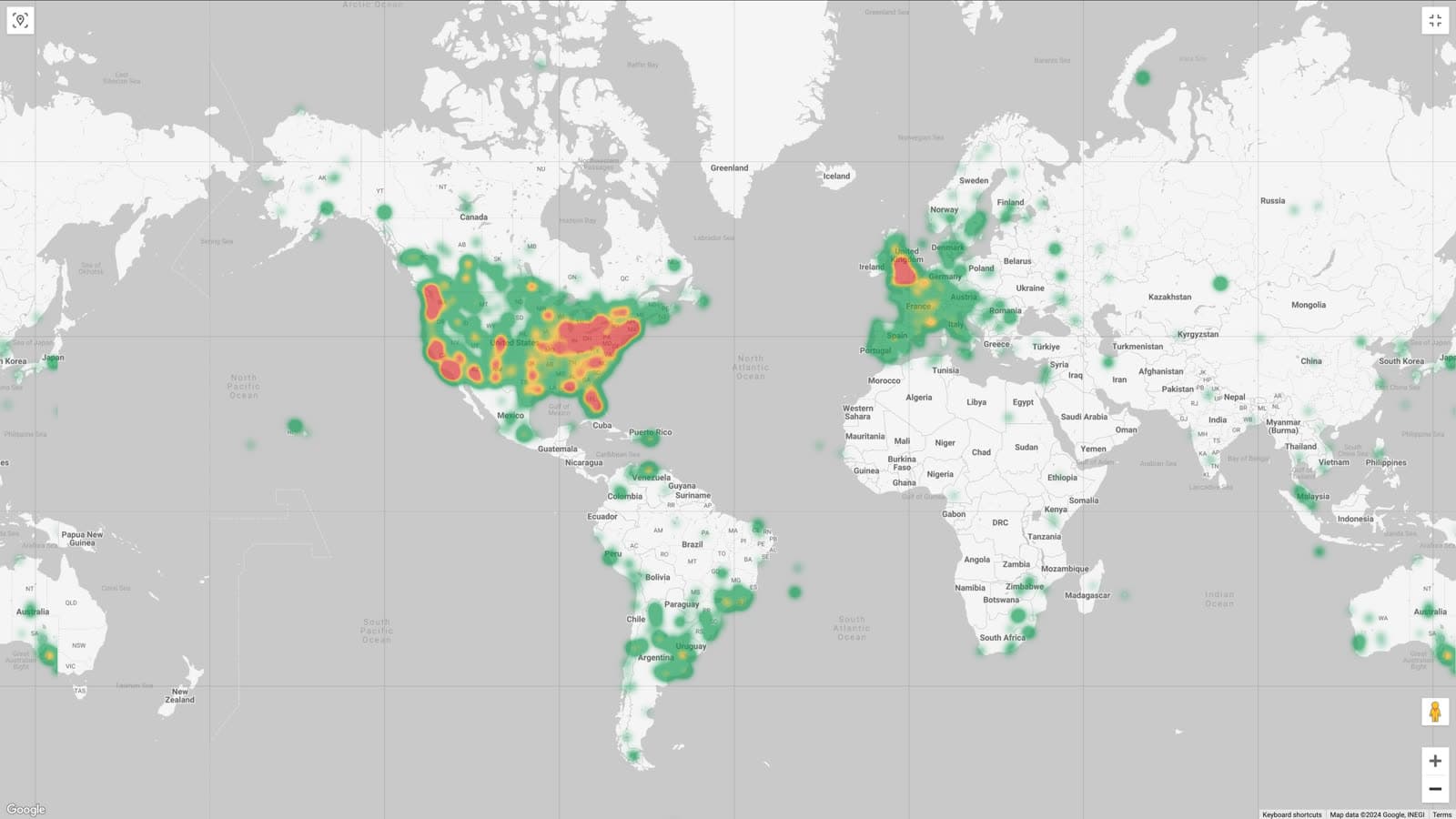 Global heatmap of reported incidents